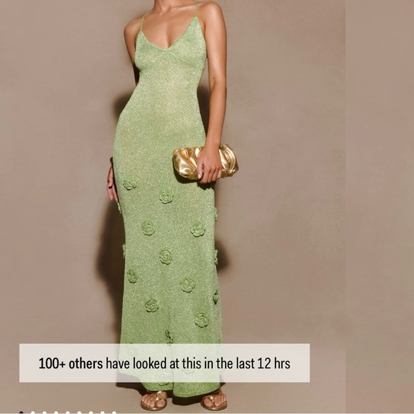 Meshki Suki Metallic Knit Maxi Dress - Green - Size Small - Picture 1 of 4